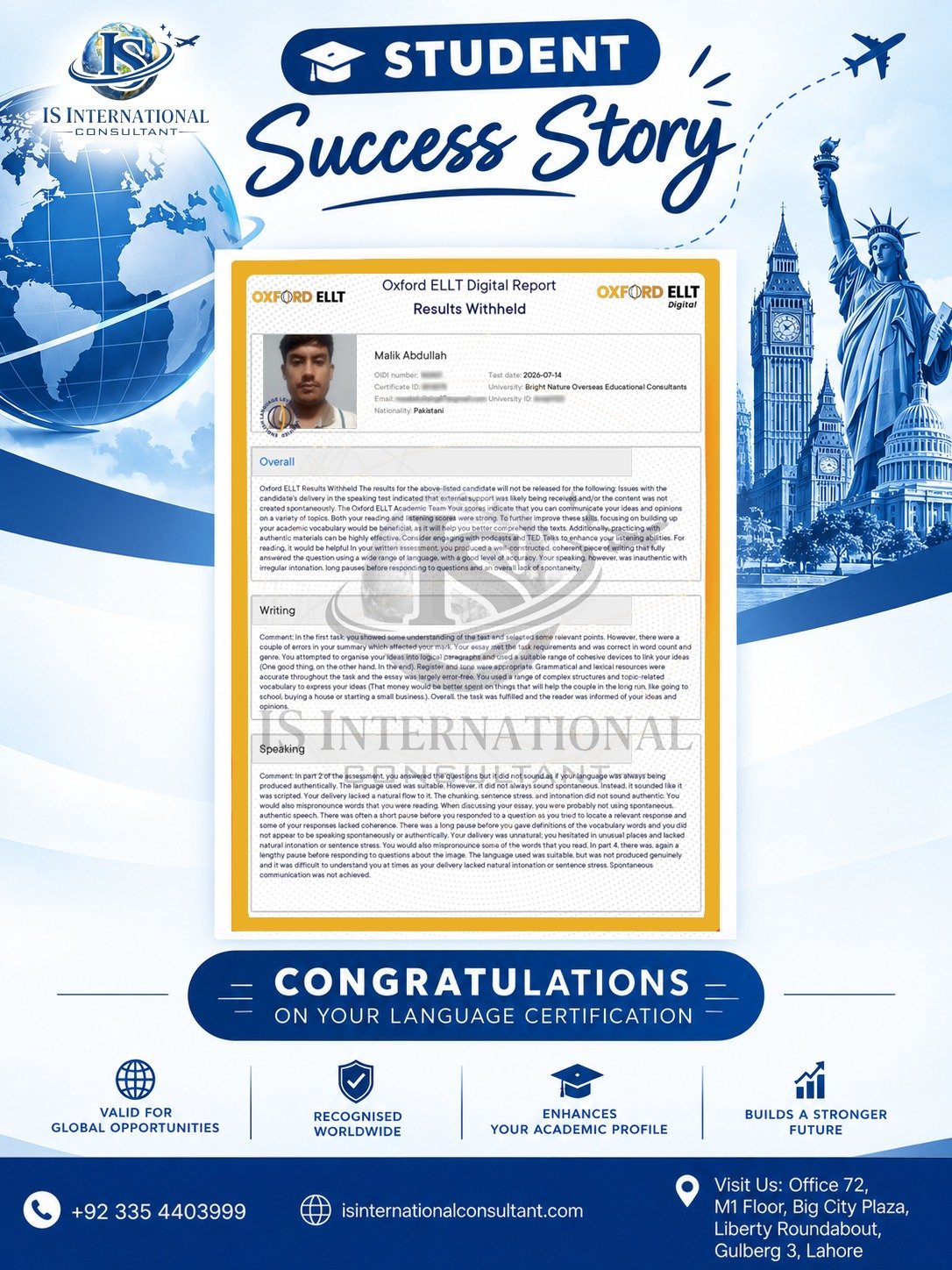 Malik Abdullah — Oxford ELLT Digital Assessment Completed